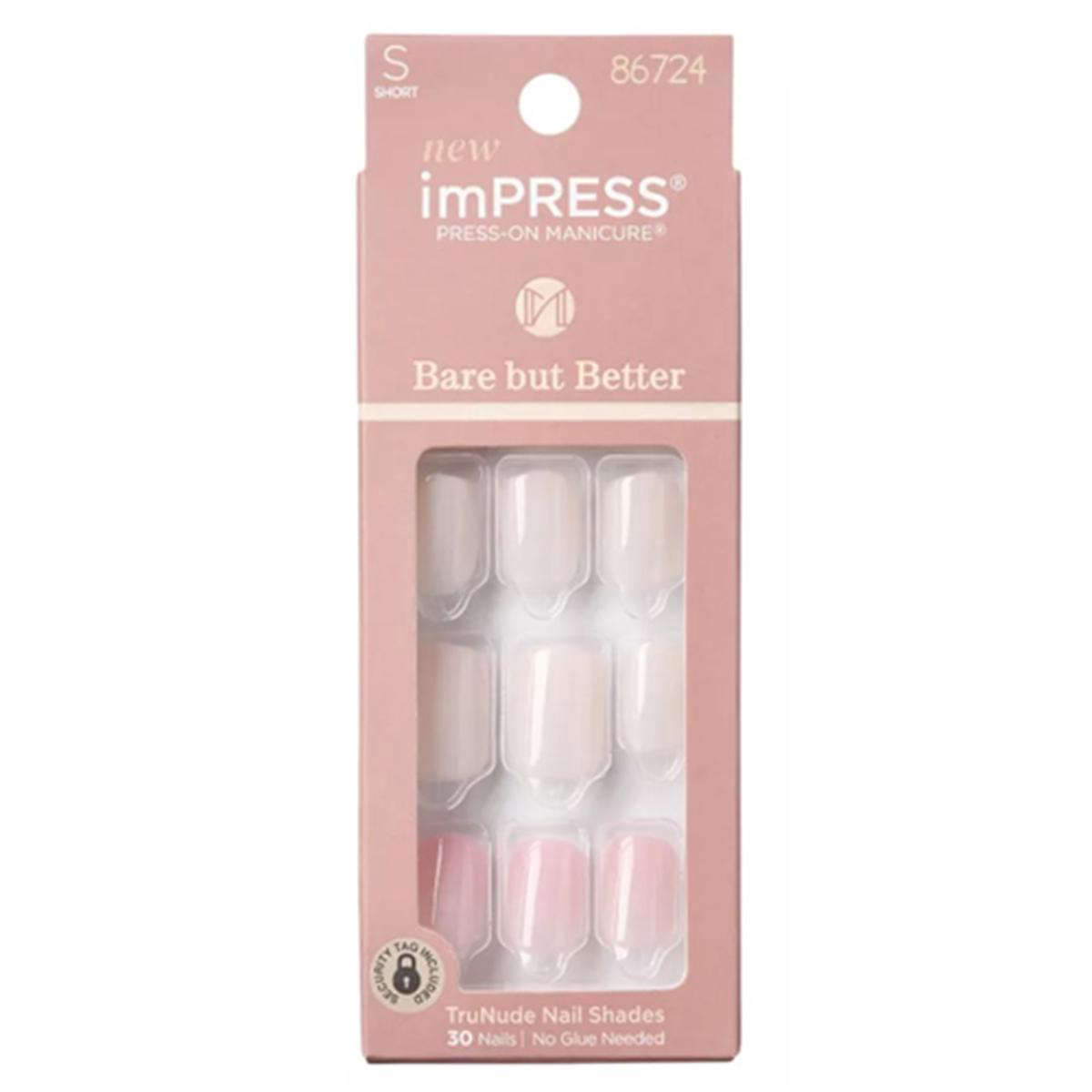 Kiss Impress Press-On Nails 8211 Effortless Finish Bare But Better 30ct