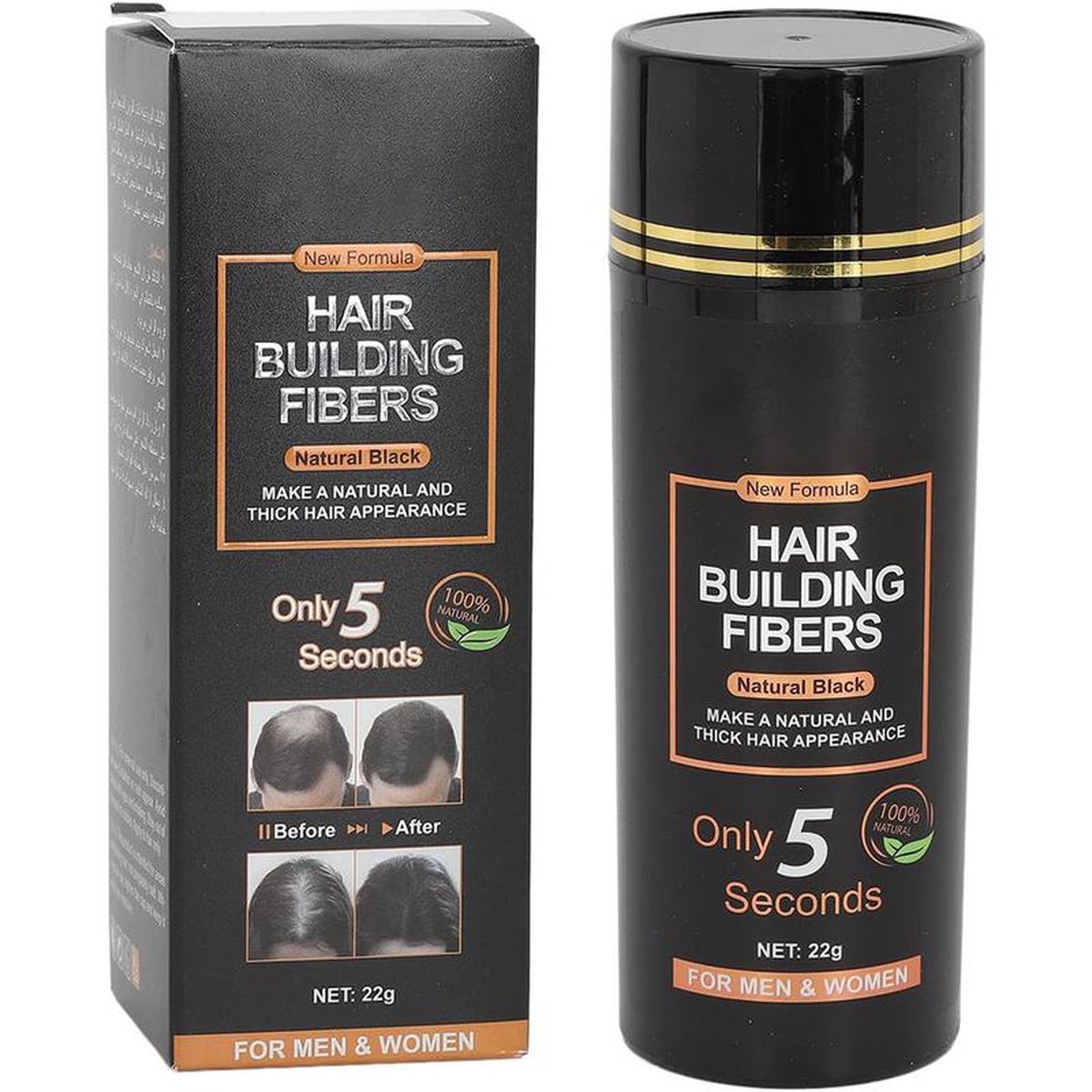 (NET) Hair Building Fiber Black Fiber Powder 22g 228007 DS5111