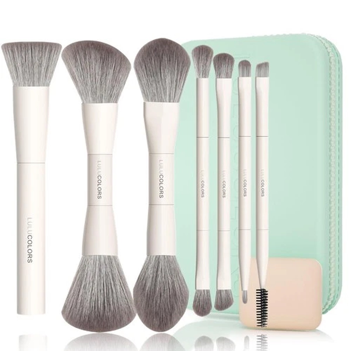 -Dual-Ended Makeup Brush Set with Sponge & Travel Case-13 Kinds of Multi-Func...